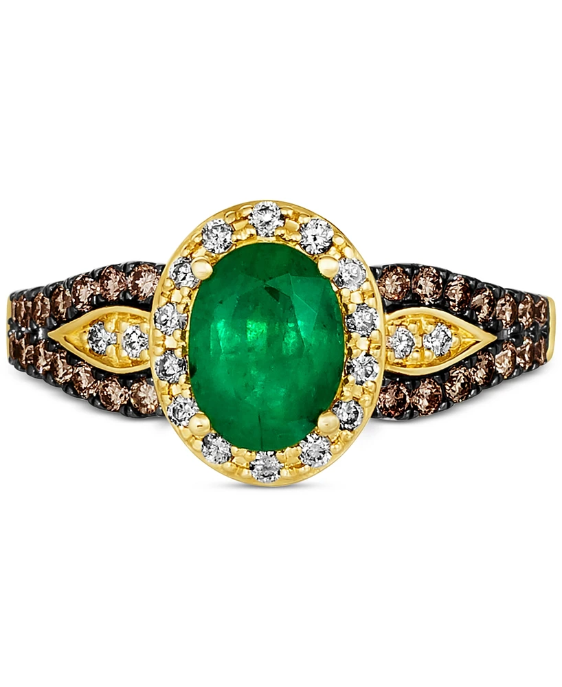 Le Vian Emerald (7/8 ct. t.w.) & Diamond (1/2 ct. t.w.) Halo Ring in 14k Gold