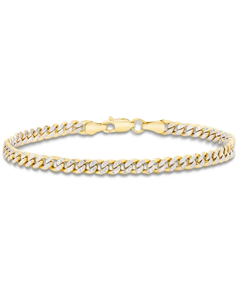 Double-Sided Cuban Link Chain Bracelet (4.5mm) in 10k Two-Tone Gold