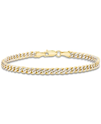 Double-Sided Cuban Link Chain Bracelet (4.5mm) in 10k Two-Tone Gold