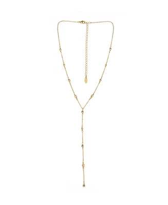 Ettika 18K Gold Plated Dainty Crystal Lariat Necklace