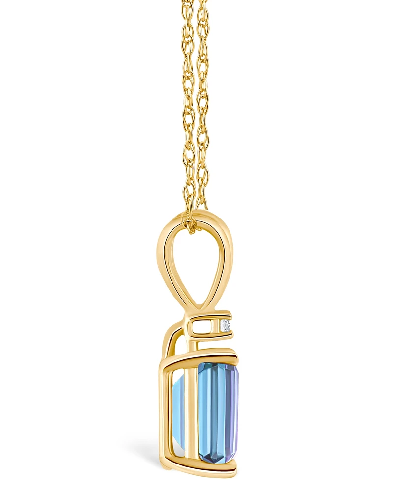 Aquamarine (7/8 ct. t.w.) and Diamond Accent Pendant Necklace 14K Yellow Gold or White