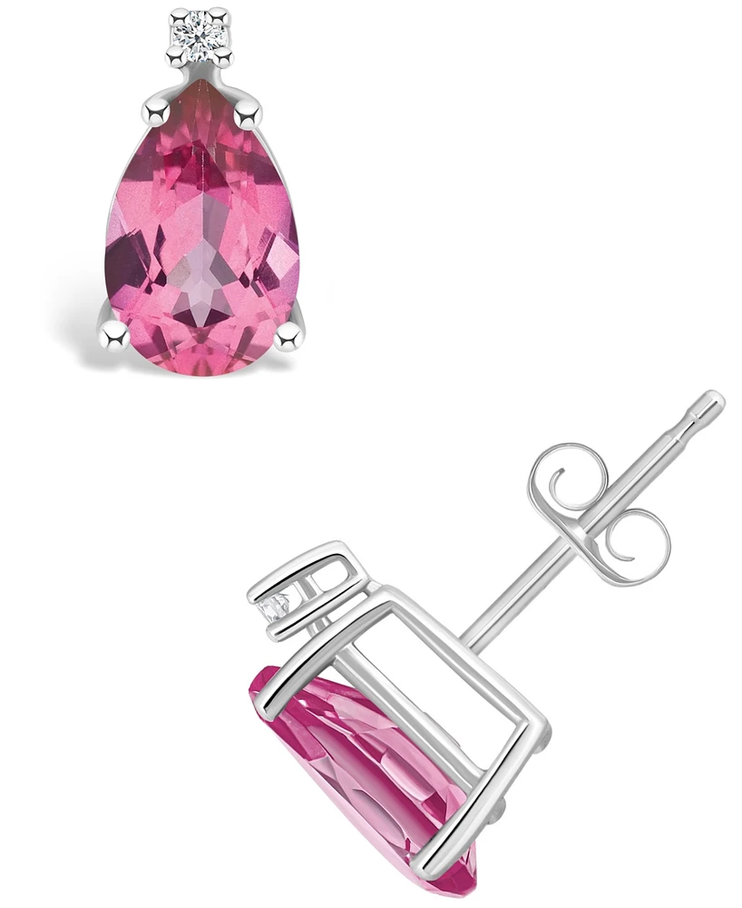 Pink Topaz (2-1/10 ct. t.w.) and Diamond Accent Stud Earrings 14K Yellow Gold or White