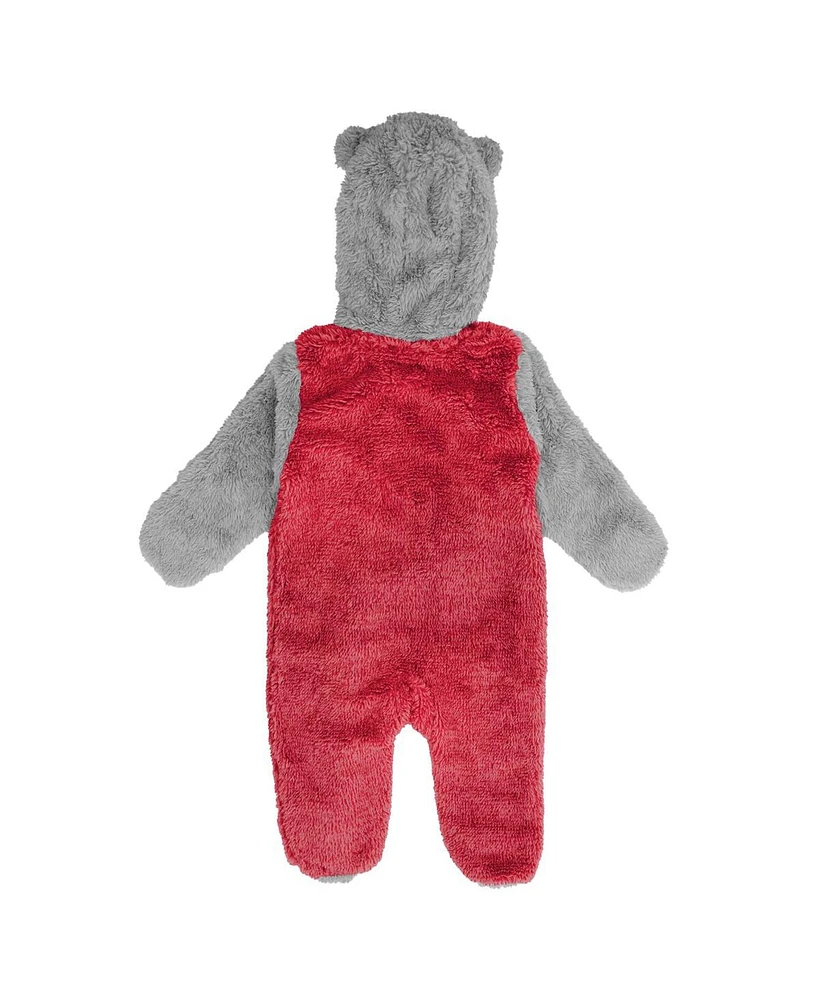 Newborn and Infant Boys and Girls Scarlet, Gray San Francisco 49ers Game Nap Teddy Fleece Bunting Full-Zip Sleeper