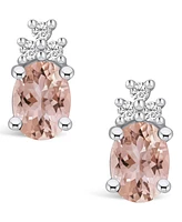 Macy's Morganite (2-1/3 ct. t.w.) and Diamond (1/5 ct. t.w.) Stud Earrings in 14K White Gold