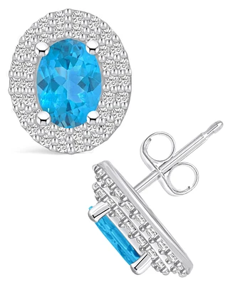 Macy's Topaz (2 ct. t.w.) and Diamond (1/2 ct. t.w.) Halo Stud Earrings in 14K White Gold