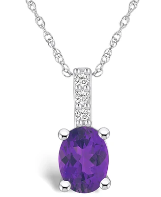 Macy's Amethyst (1-1/5 Ct. T.w.) and Diamond Accent Pendant Necklace in 14K Gold
