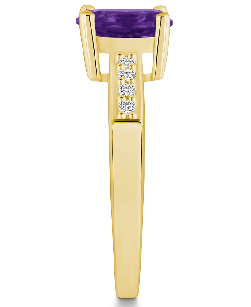 Macy's Amethyst and Diamond Ring (1- 1/5 ct.t.w 1/8 ct.t.w) 14K Yellow Gold