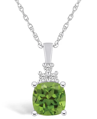 Macy's Peridot (2-3/8 Ct. T.w.) and Diamond (1/10 Ct. T.w.) Pendant Necklace in 14K White Gold