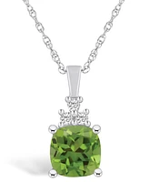 Macy's Peridot (2-3/8 Ct. T.w.) and Diamond (1/10 Ct. T.w.) Pendant Necklace in 14K White Gold