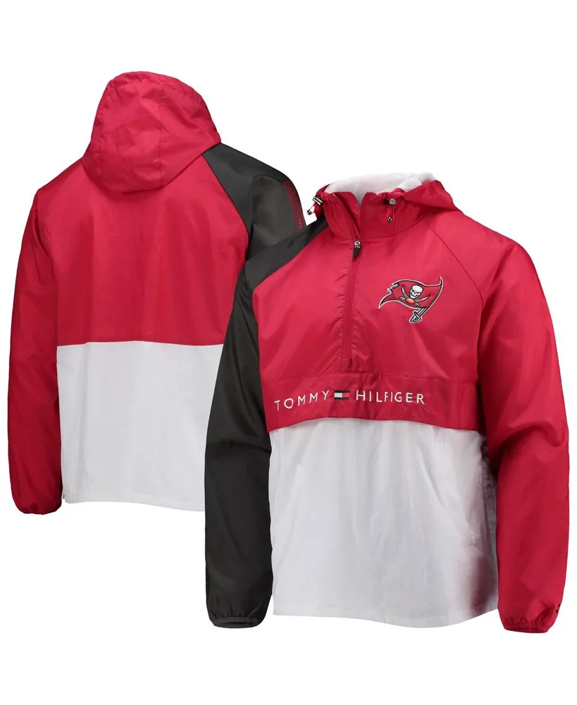 Men's Tommy Hilfiger Red, Pewter Tampa Bay Buccaneers Raglan Half-Zip Pullover Top