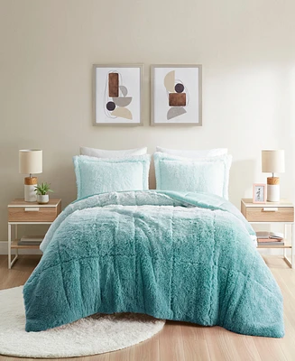 Intelligent Design Brielle Ombre Shaggy Faux Fur 3-Pc. Comforter Set, Full/Queen
