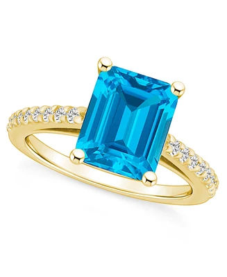 Macy's Blue Topaz (4-1/4 ct. t.w.) and Diamond (1/4 Ring 14K Yellow Gold