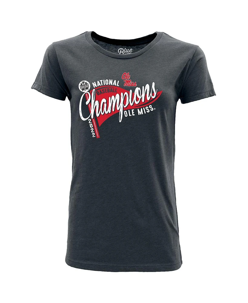 Women's Blue 84 Heathered Navy Ole Miss Rebels 2022 Ncaa Men's Baseball College World Series Champions Pennant T-shirt