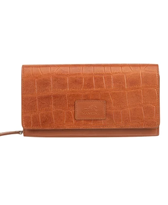 Mancini Women's Croco Collection Rfid Secure Clutch Wallet