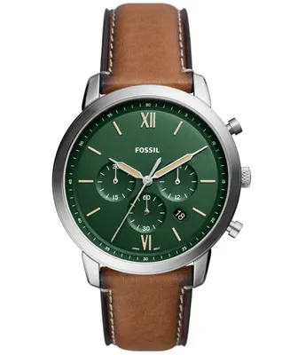 Fossil Men's Neutra Chronograph Brown Leather Strap Watch, 44mm