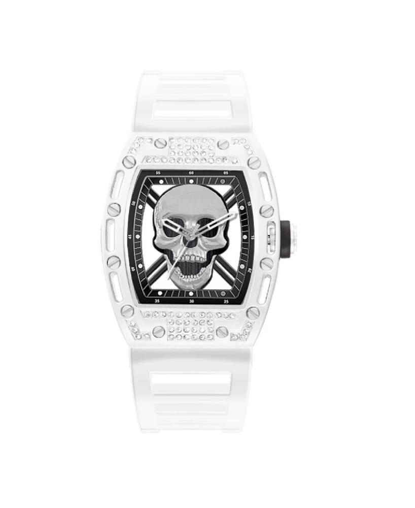 Ed Hardy Men's Matte White Plastic Strap Watch 42mm