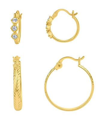And Now This Duo 3 Stone Crystal Earring Hoop, Set of 2