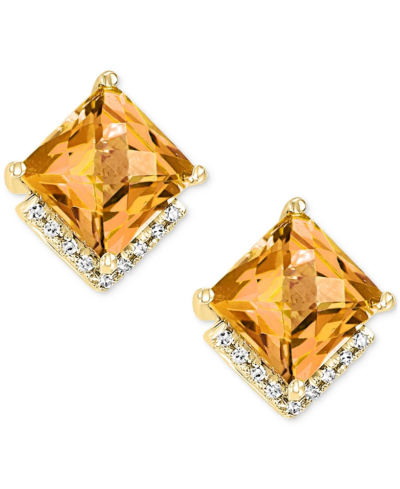 Amethyst (2-7/8 ct. t.w.) & Diamond (1/20 ct. t.w.) Stud Earrings in 14k Gold (Also available in Citrine)