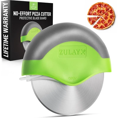 Handheld Pizza Cutter Wheel - Razor Sharp Stainless Steel Pizza Wheel Cutter With Protective Blade Guard
