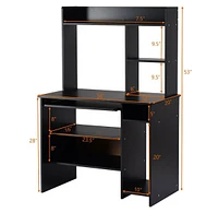 Computer Desk Pc Laptop Study Table Bookcase Workstation Shelves