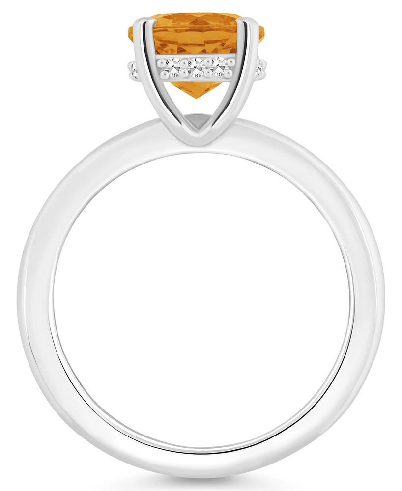 Macy's Women's Citrine (1-3/4 ct.t.w.) and Diamond Accent Ring Sterling Silver