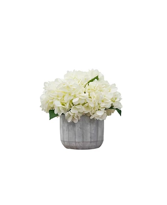 Desktop Artificial Hydrangea in Cement, 12"