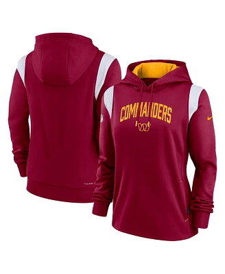 Women's Nike Burgundy Washington Commanders Sideline Stack Performance Pullover Hoodie