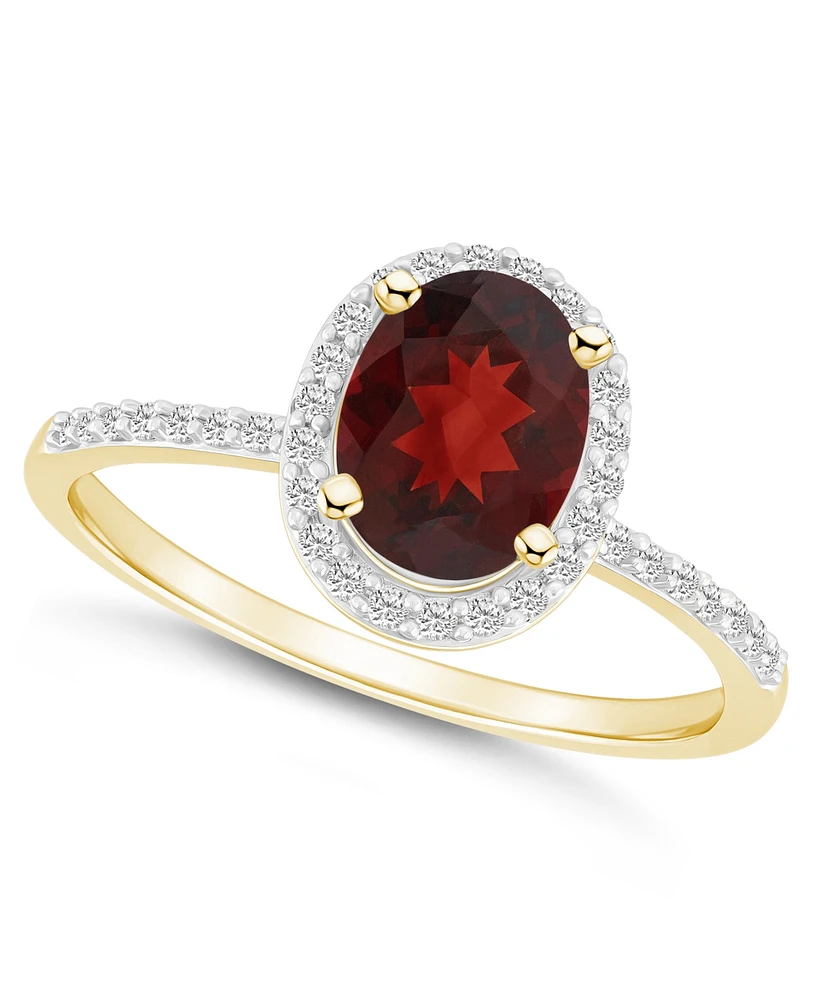 Macy's Garnet (1-1/2 ct. t.w.) and Created Sapphire (1/5 Halo Ring 10K Yellow Gold