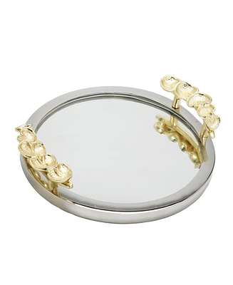 Classic Touch Mirror Tray Border Leaf Design on Handle 12" x 2"
