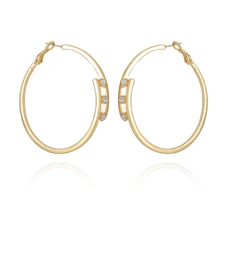 Vince Camuto 14K Gold-Plated and Crystal 3 Stone Hoop Earring