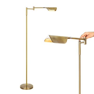 Leaf Modern Pharmacy Reading Led Floor Lamp with Adjustable Neck (53")