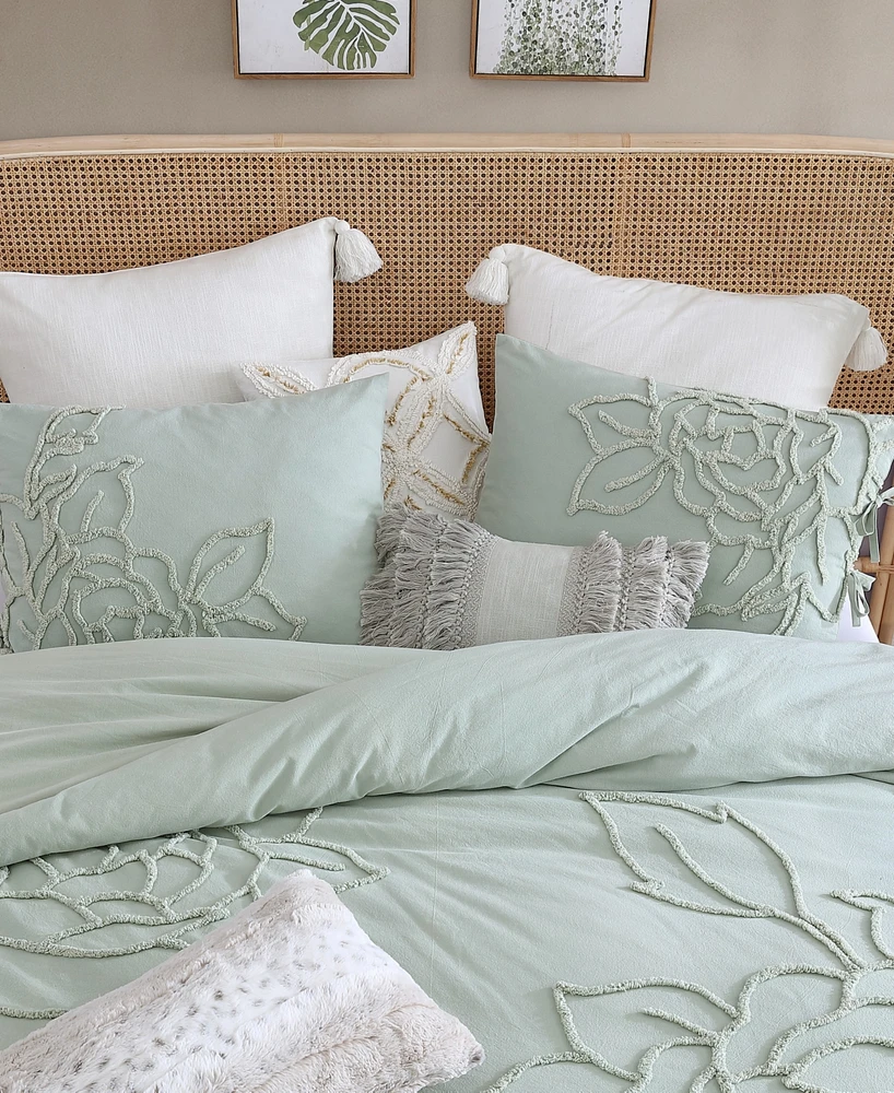 Peri Home Chenille Rose Green 3 Piece Comforter Set