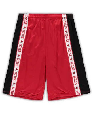 Men's Fanatics Red and Black Chicago Bulls Big Tall Tape Mesh Shorts
