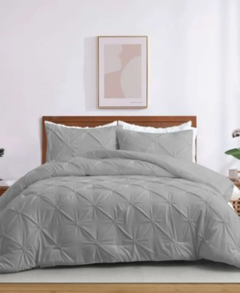Unikome 3 Piece Pinch Pleated Down Alternative Comforter Set