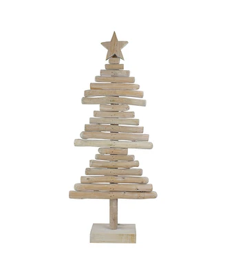 Northlight Rustic Wooden Christmas Tree With Star Table Top Decor, 25.5"