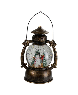 Northlight Brushed Led Snowman and Christmas Trees Snow Globe Lantern, 8"