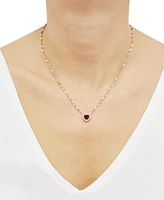 Lab-Grown Pink Sapphire (1-1/2 ct. t.w.) & Lab-Grown White Sapphire (1/4 ct. t.w.) Heart Pendant Necklace in 14k Gold-Plated Sterling Silver, 16" + 2"