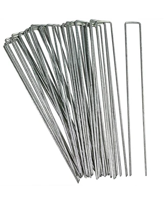 Outdoor Lawn and Garden Galvanized Steel Staple Stakes for Landscape Fabric, Fences, and Sod - 12"