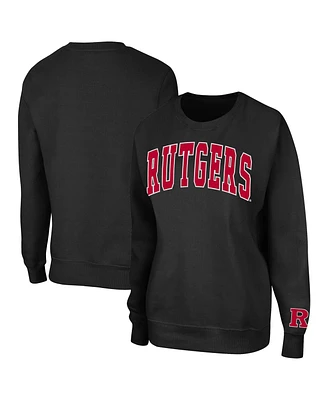 Women's Colosseum Black Rutgers Scarlet Knights Campanile Pullover Sweatshirt