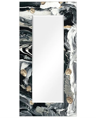 Empire Art Direct 'Ebony' Rectangular On Free Floating Printed Tempered Art Glass Beveled Mirror, 72" x 36"
