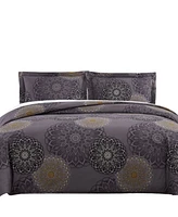 Southshore Fine Linens Midnight Floral 3-Pc. Comforter Set