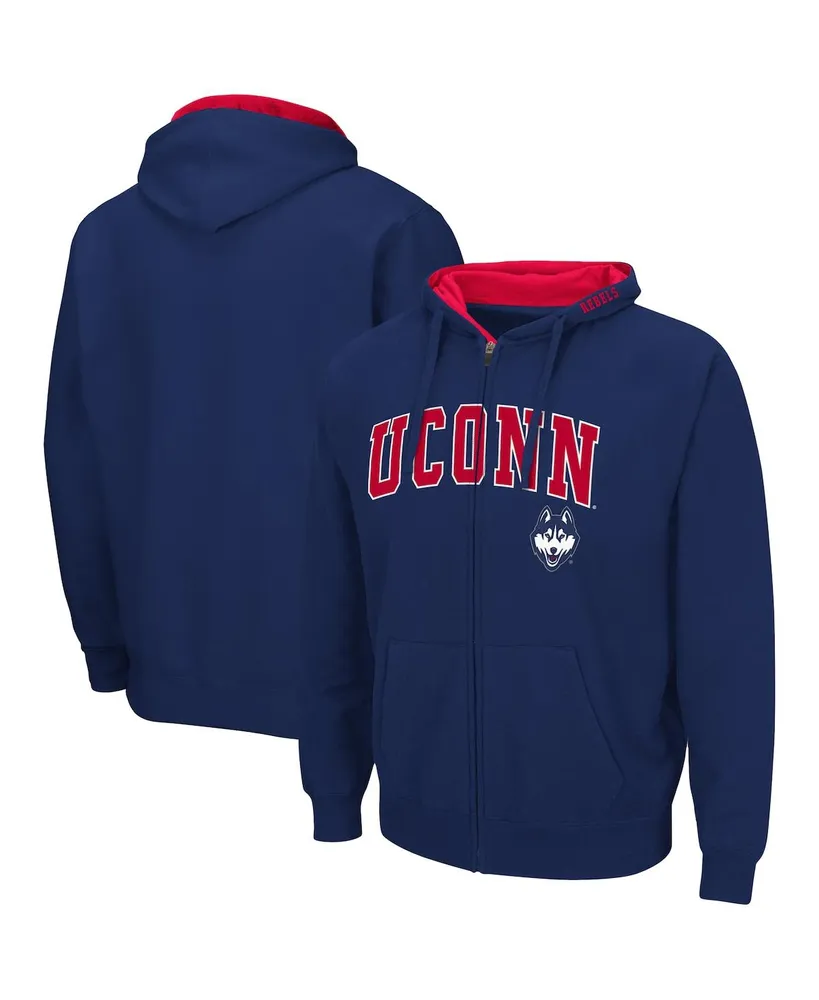 Men's Colosseum Navy UConn Huskies Arch and Logo 3.0 Full-Zip Hoodie
