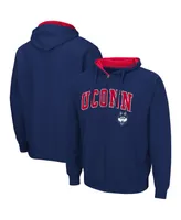 Men's Colosseum Navy UConn Huskies Arch and Logo 3.0 Full-Zip Hoodie