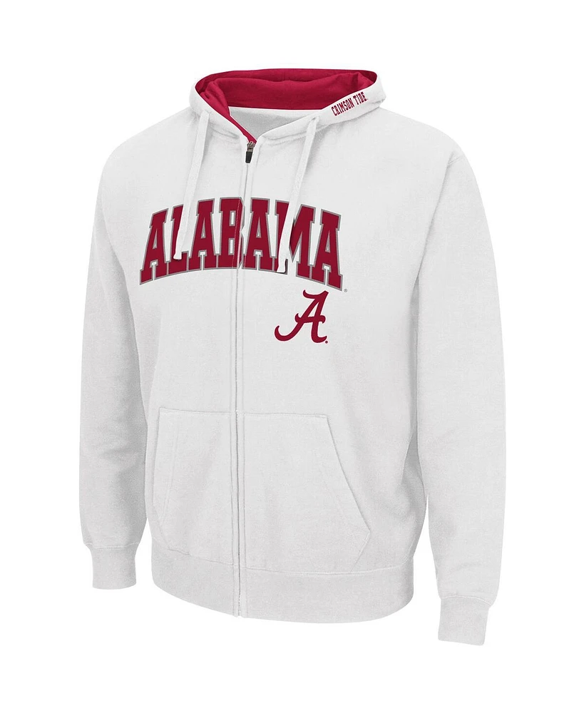 Men's Colosseum White Alabama Crimson Tide Arch and Logo 3.0 Full-Zip Hoodie