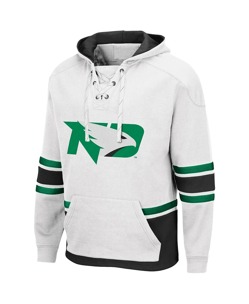 Men's Colosseum White North Dakota Lace Up 3.0 Pullover Hoodie