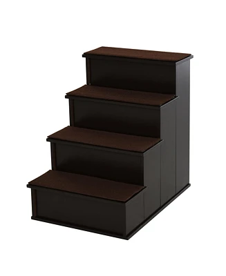 4-Step Wooden Pet Stairs, Small Animal Steps w/ Cushion 22 Lbs