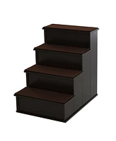 4-Step Wooden Pet Stairs, Small Animal Steps w/ Cushion 22 Lbs