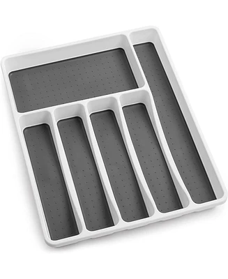 Kitchen Utensil Drawer Organizer Tray with Soft Grip Interior Lining (6 Compartment)