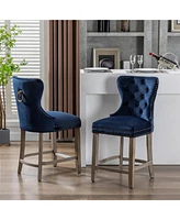 WestinTrends Tufted Velvet Counter Stool (Set of 2)