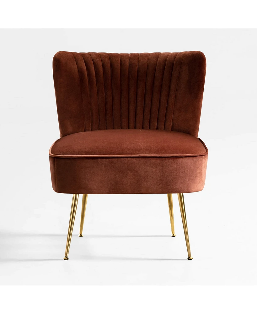 25" Wide Upholstered Tufted Velvet Accent Chair With Metal Leg